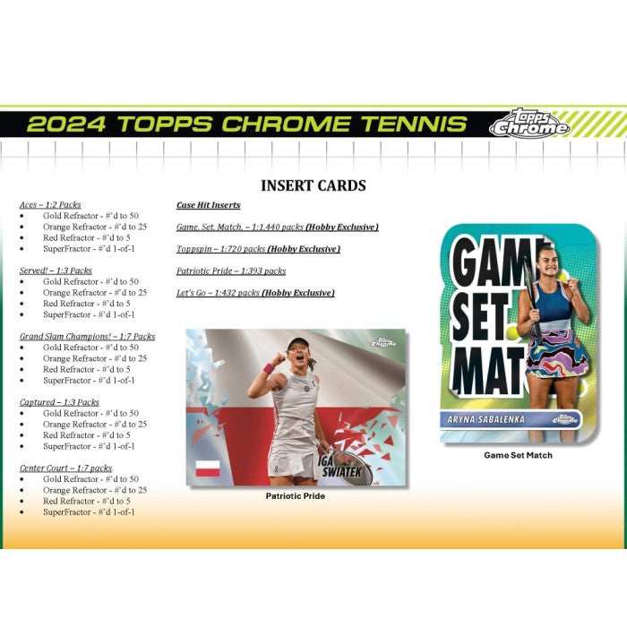 2024 Topps Chrome Tennis Breakers Delight Hobby 12 Box Case