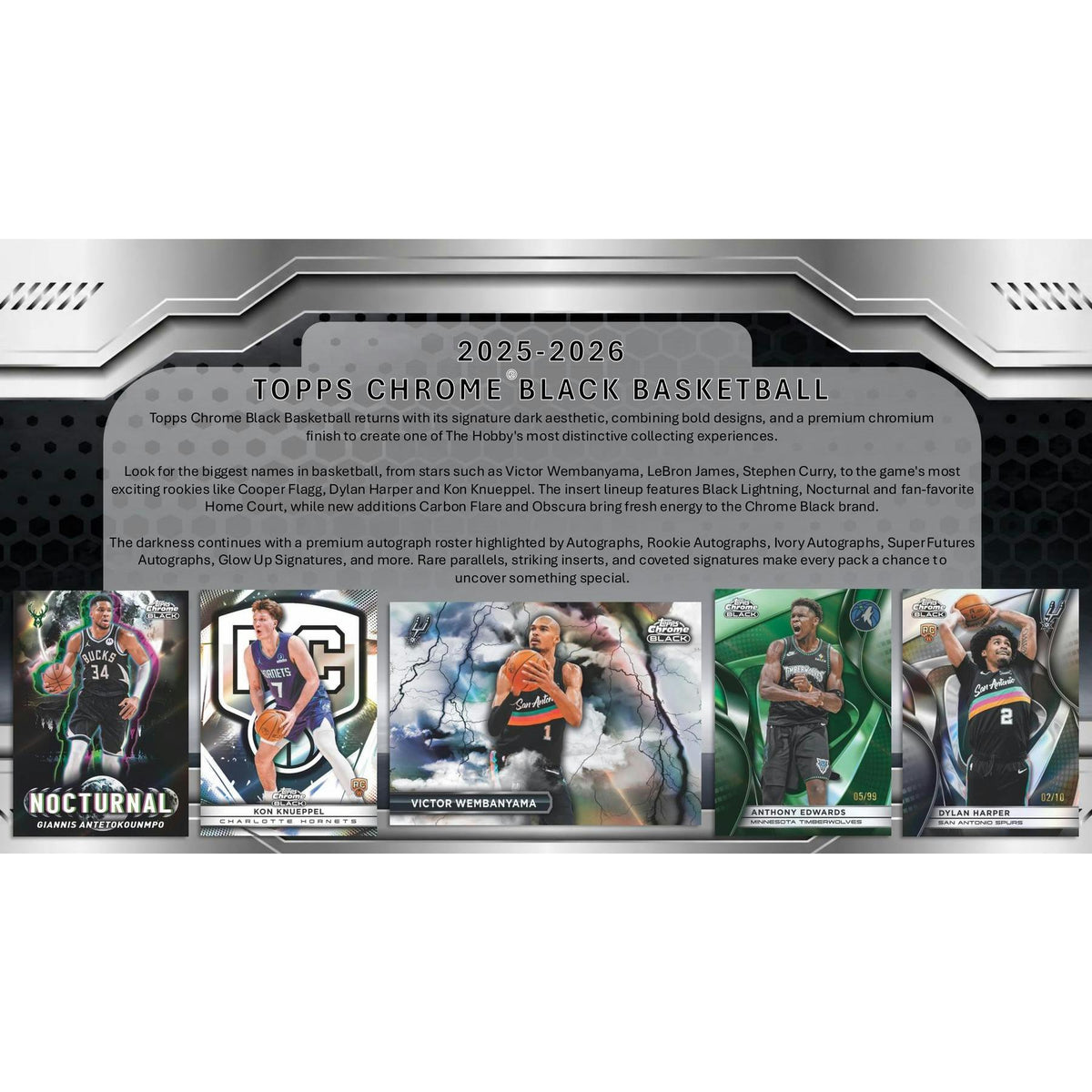 2025/26 Topps Chrome Black Basketball Hobby 8-Box Case (Presell)