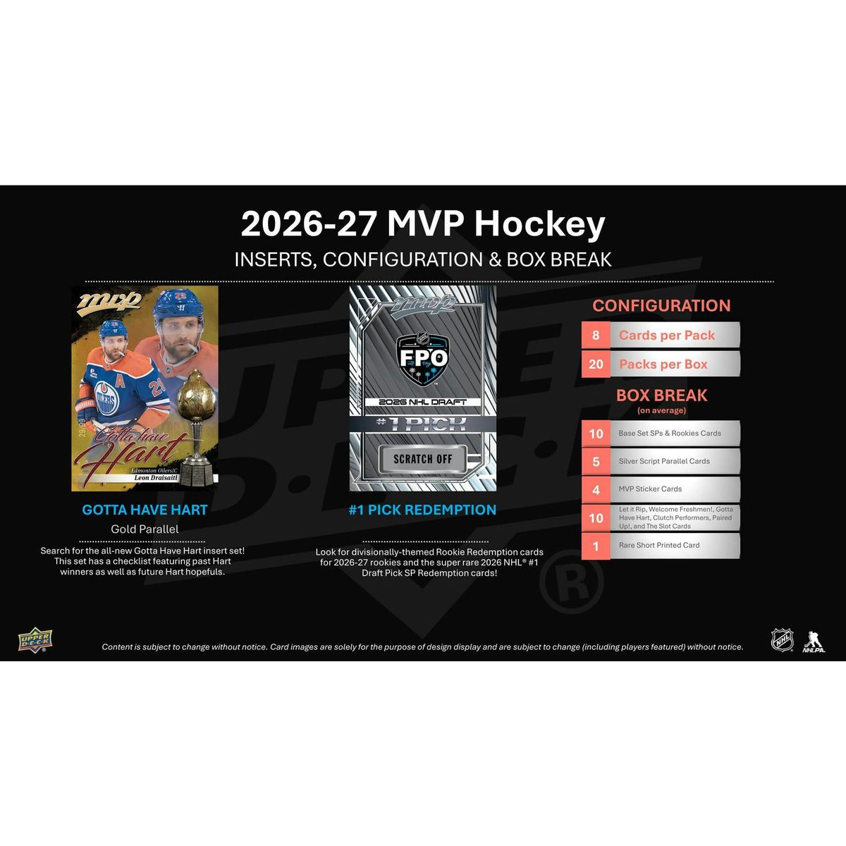 2026/27 Upper Deck MVP Hockey Hobby 20-Box Case