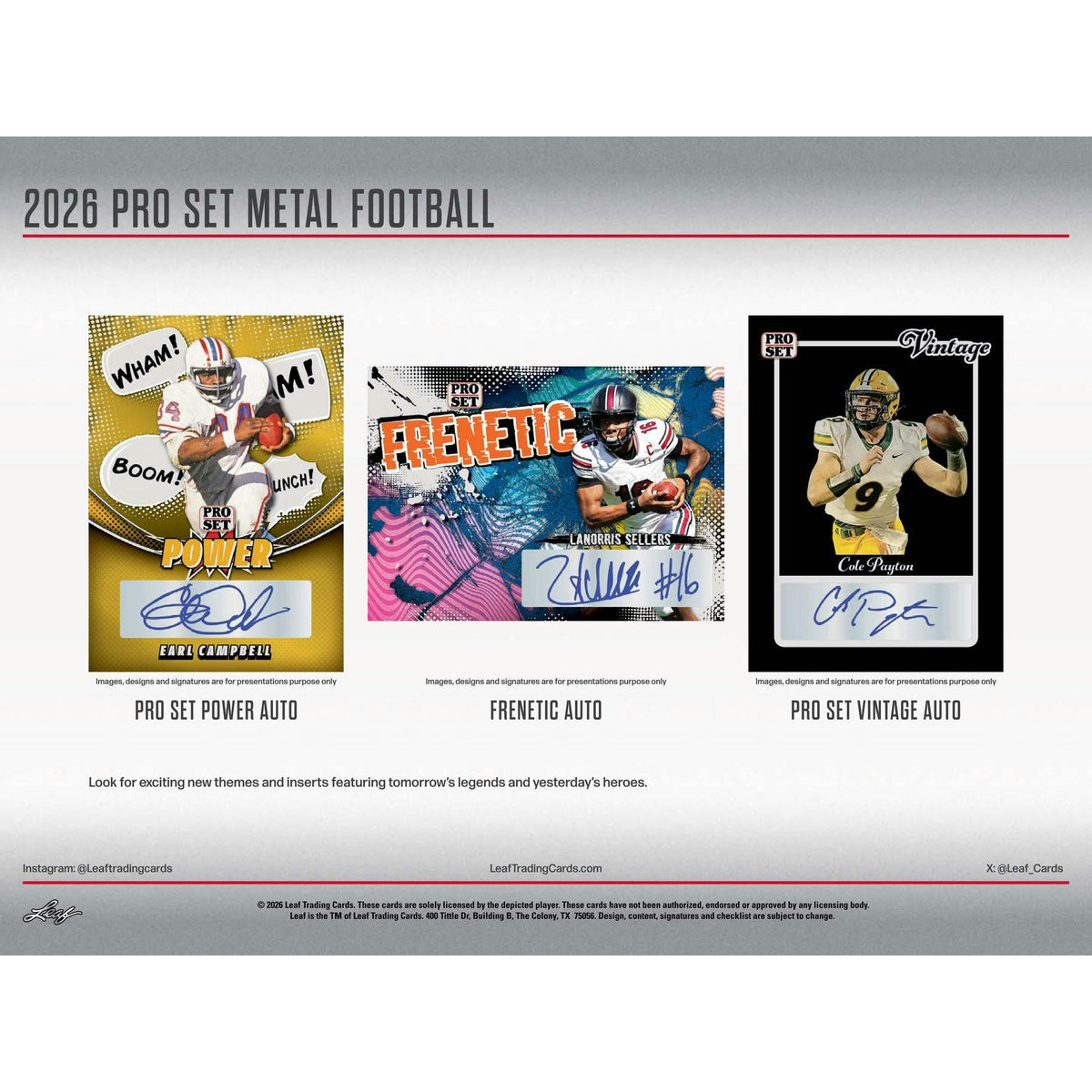 2026 Leaf Pro Set Metal Football Hobby Jumbo 8-Box Case