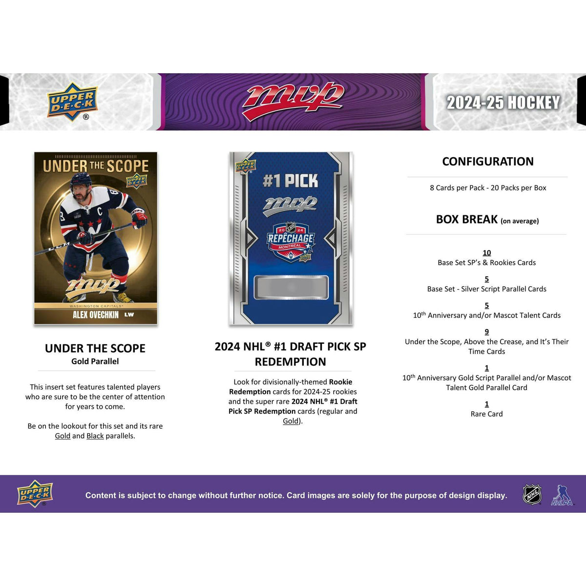 2024/25 Upper Deck MVP Hockey Hobby 20-Box Case