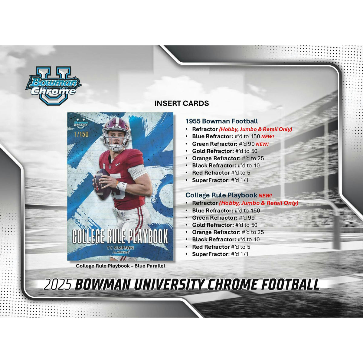 2025 Bowman University Chrome Football Blaster 40-Box Case