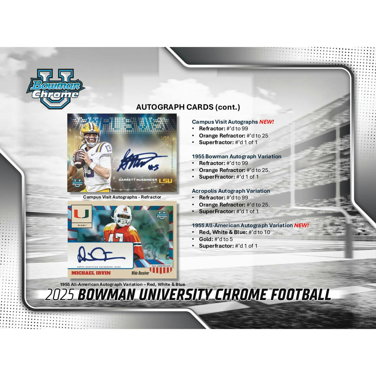2025 Bowman University Chrome Football Mega 20-Box Case