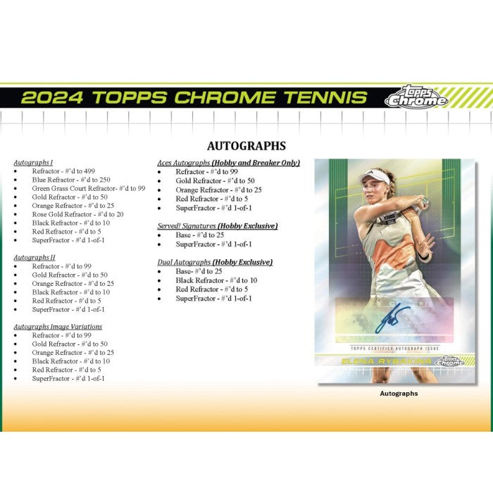 2024 Topps Chrome Tennis Breakers Delight Hobby 12 Box Case