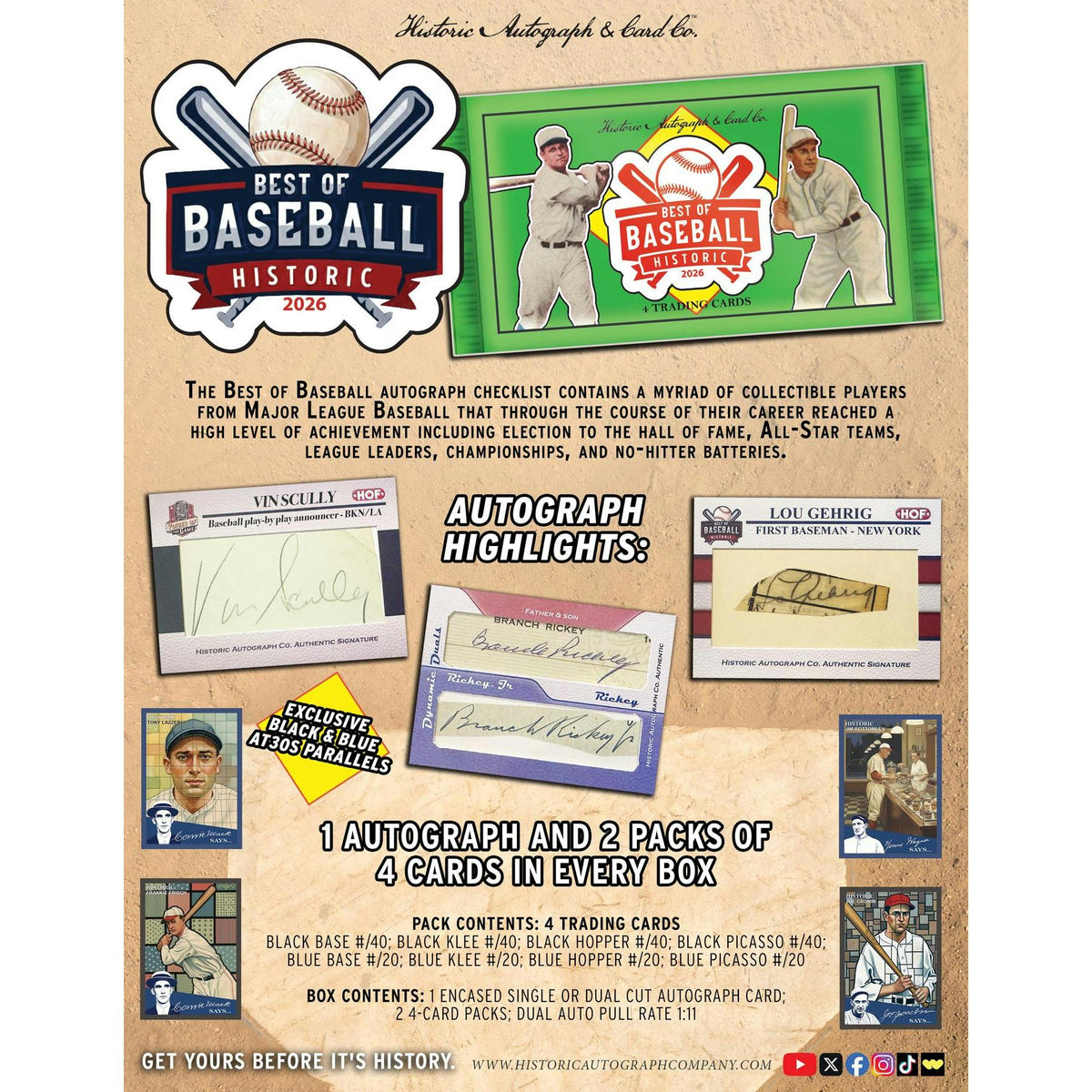 2026 Historic Autographs Best of Baseball Hobby 24-Box Case