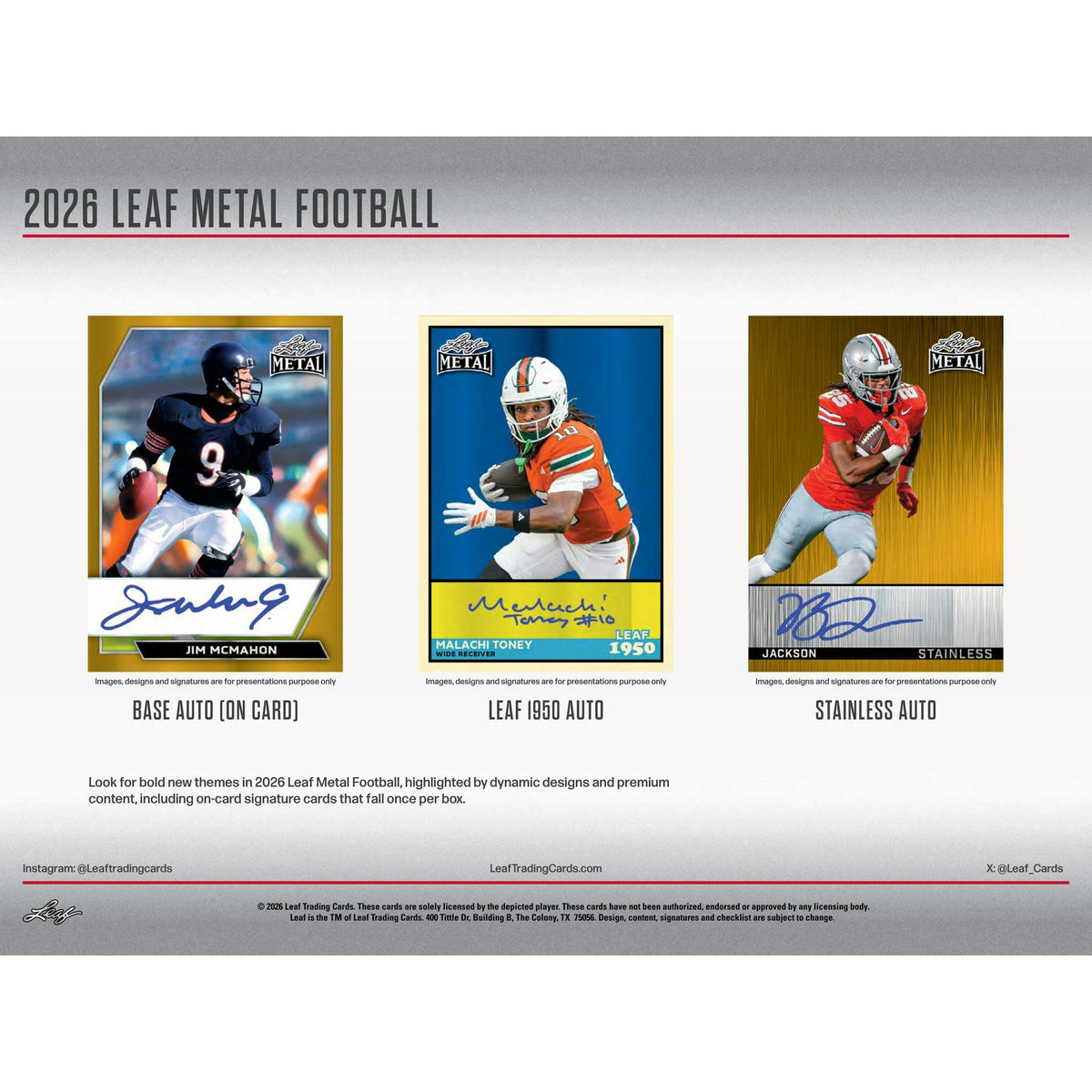 2026 Leaf Metal Football Hobby 10-Box Case