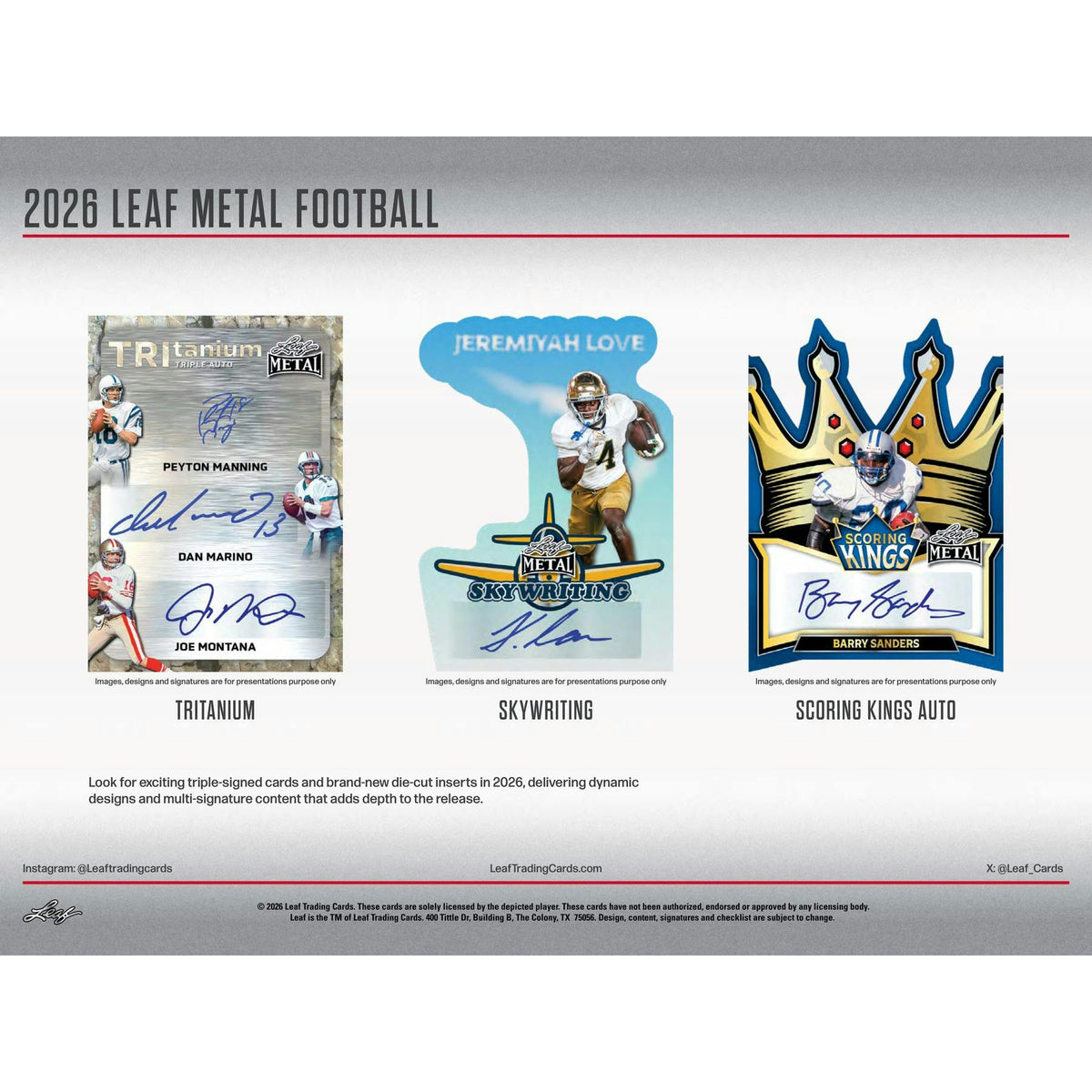 2026 Leaf Metal Football Hobby Jumbo 8-Box Case