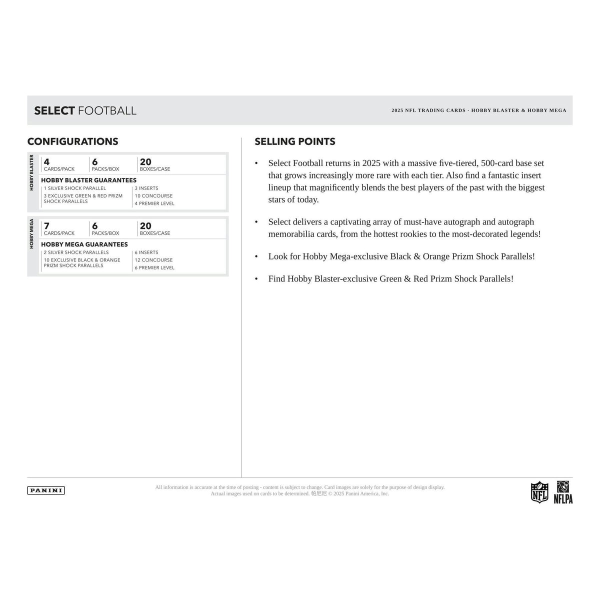 2025 Panini Select Football Mega Hobby 20-Box Case