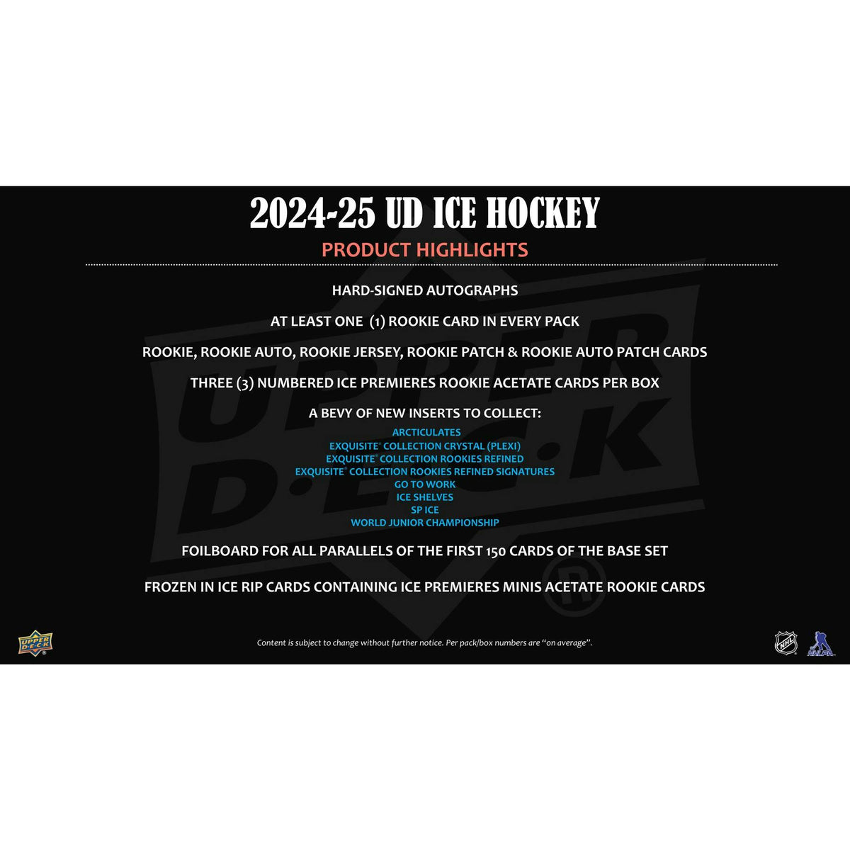 2024/25 Upper Deck Ice Hockey Hobby 24-Box Case