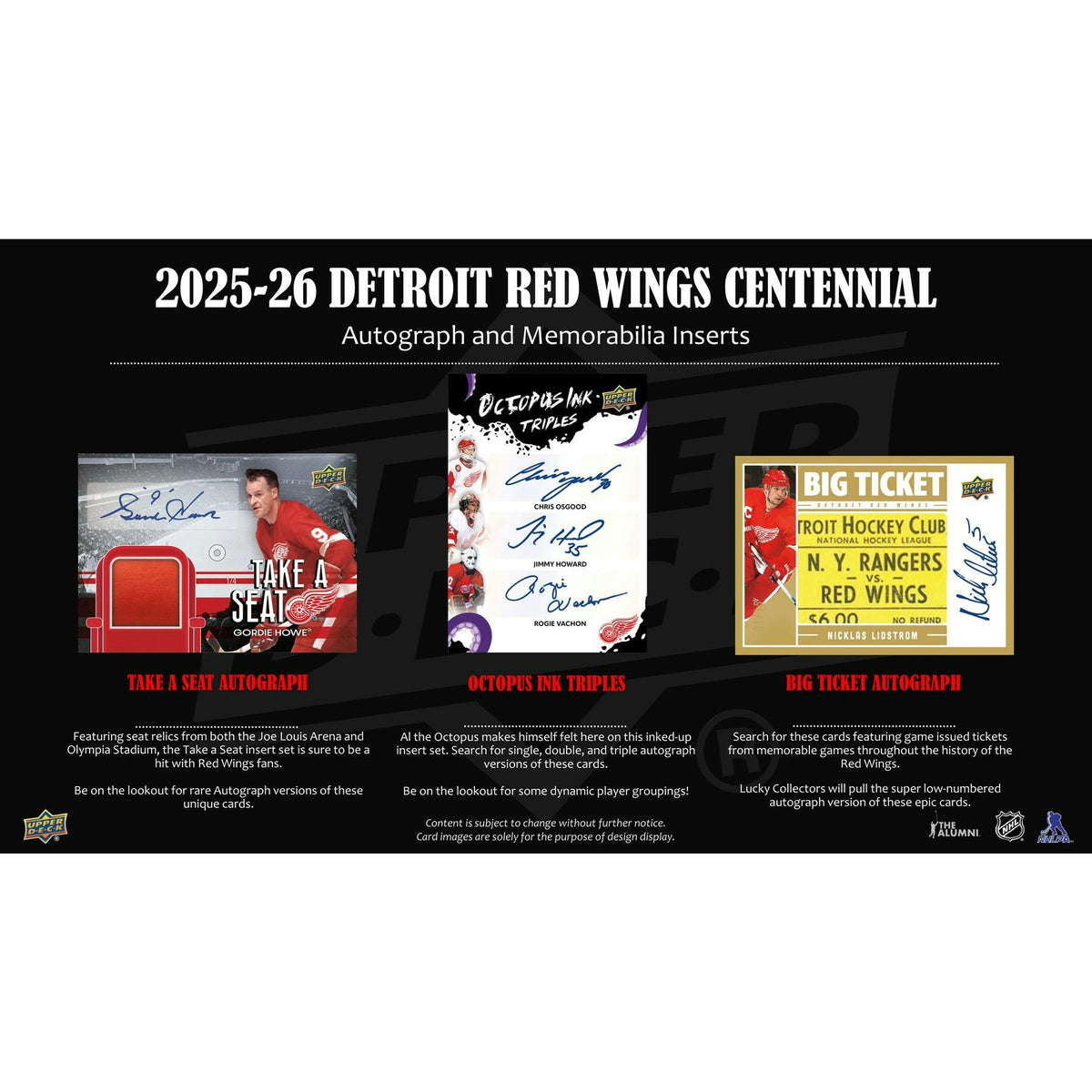 2025/26 Upper Deck Detroit Red Wings Centennial Hockey Hobby 16-Box Case