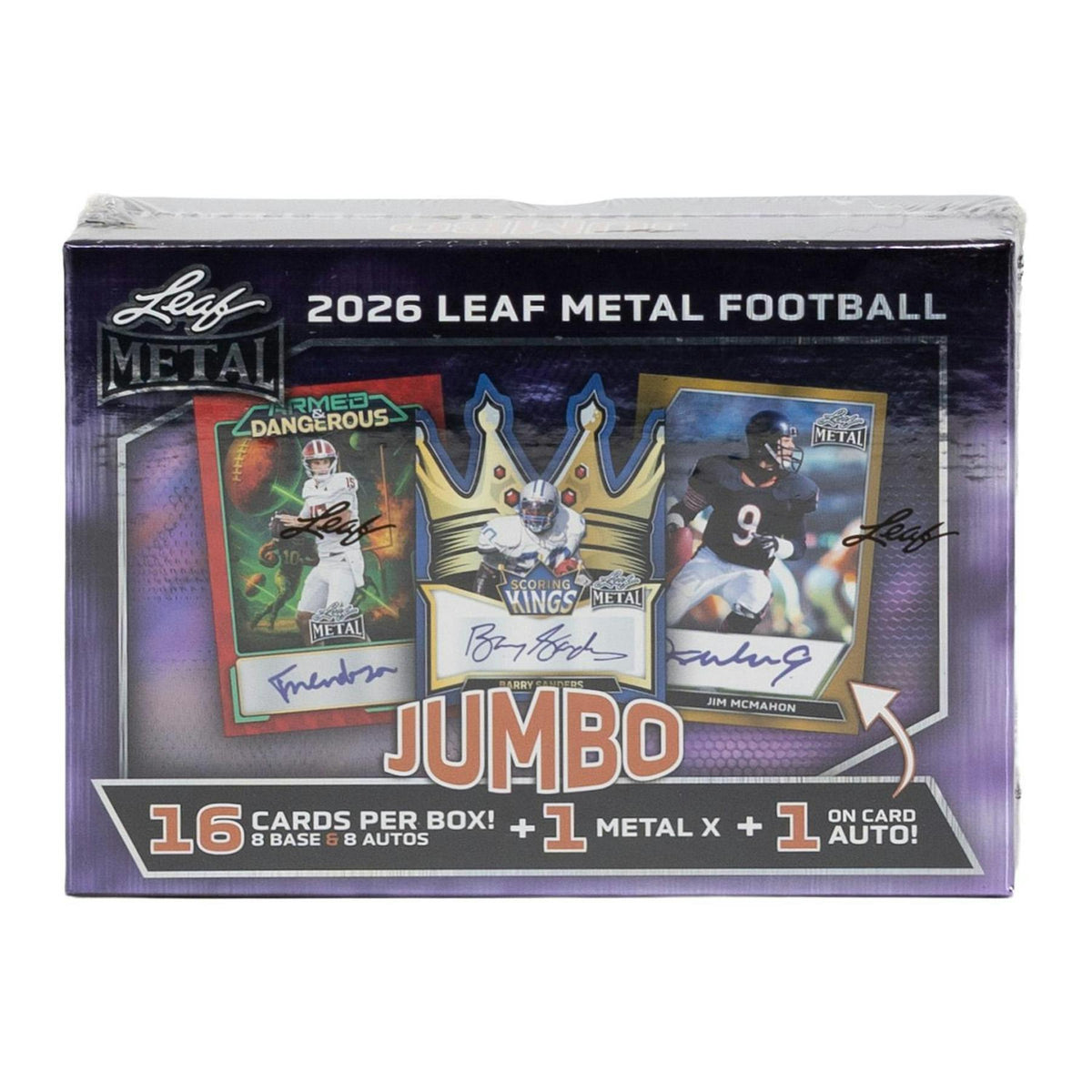 2026 Leaf Metal Football Hobby Jumbo 8-Box Case
