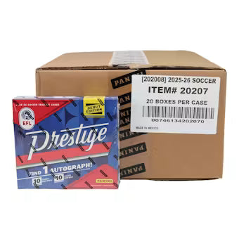 2025-26 Panini Prestige EFL Soccer Hobby Preferred 20 Box Case
