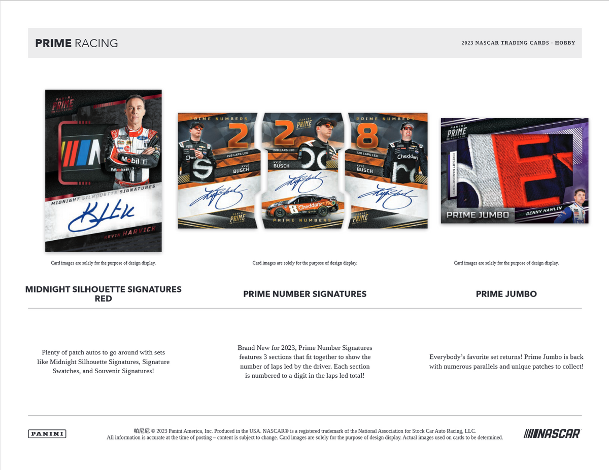 2023 Panini Prime Racing Hobby 8 Box Case