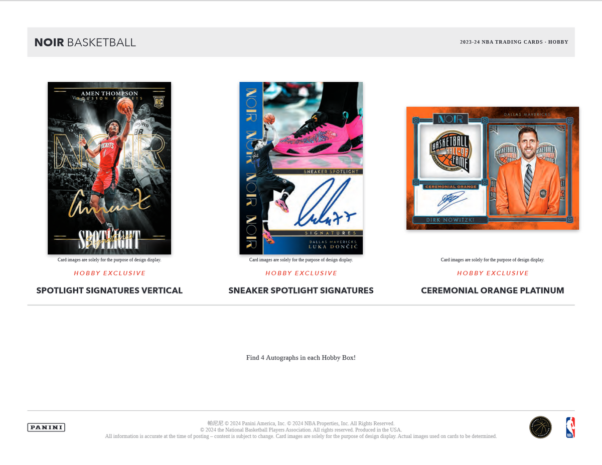2023-24 Panini Noir Basketball Hobby 4 Box Case