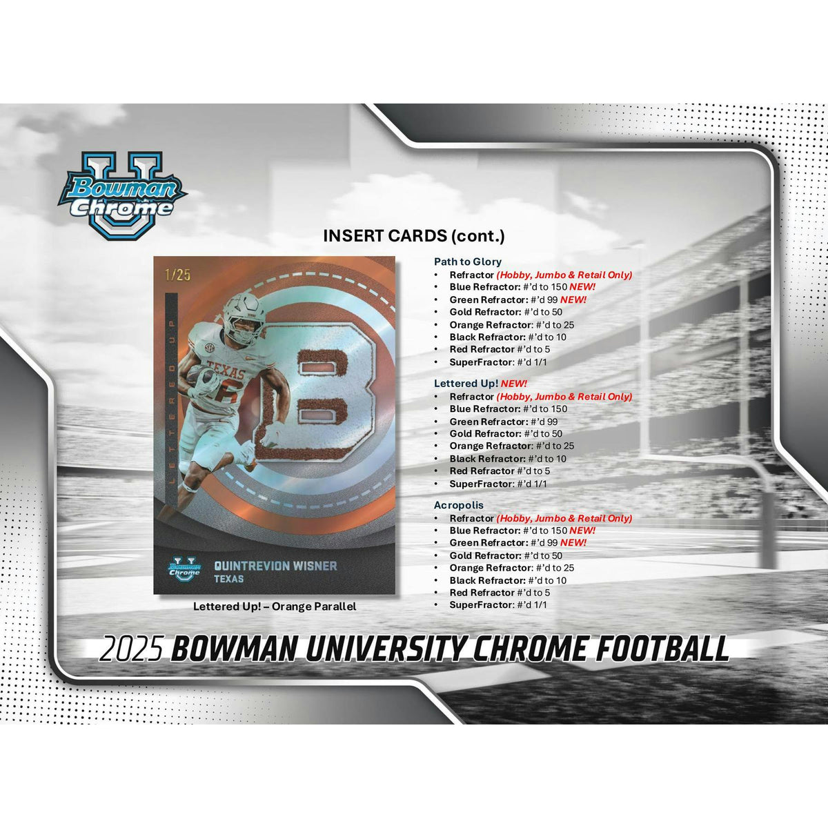 2025 Bowman University Chrome Football Mega 20-Box Case
